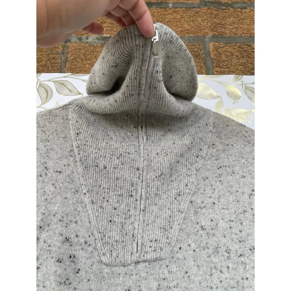 BRODIE 100% Cashmere Donegal Speckled Sweater | Light Academia Half Zip XS